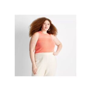Women's High Neck Mesh Crop Top - Future Collective™ with Jenny K. Lopez Orange